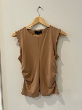 NWOT Banana Republic Sleeveless Ruched Tank Top in Camel Brown